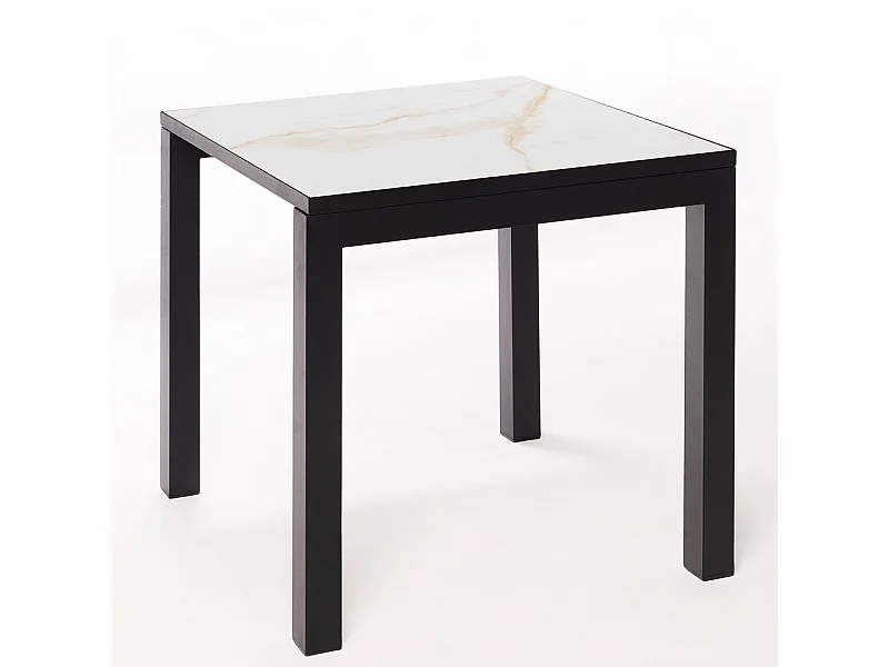 Table ceramique Luxury Gold 75x75x75cm Noir, adaptée pour intérieur et exteriéur, surface porcelanique et structure en acier SmarTile