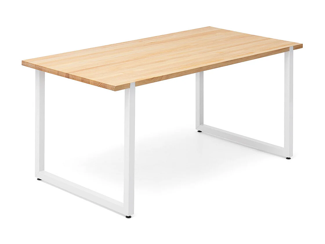 Mesa de comedor Uley 180x80x75cm Blanca en madera maciza de pino acabado natural estilo nórdico industrial Box Furniture