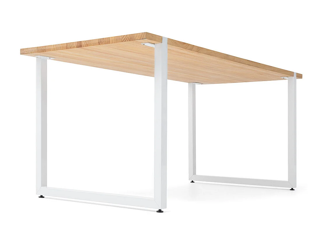 Mesa de comedor Uley 180x80x75cm Blanca en madera maciza de pino acabado natural estilo nórdico industrial Box Furniture