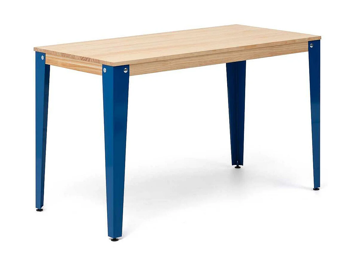 Tavolo da pranzo Lunds 90x110x75 Azzurro, in legno massicio di pino finitura naturale, stile nordico scandinavo, Box Furniture.