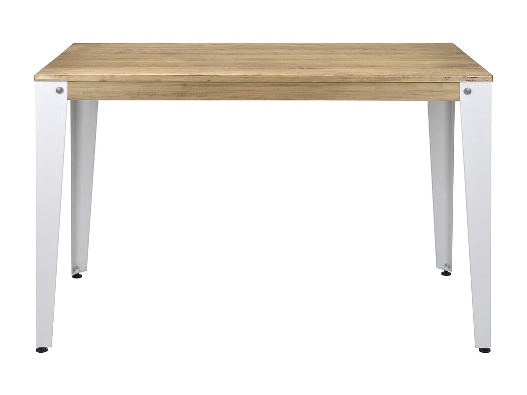 Mesa Lunds 140x60x75cm Blanca en madera maciza de pino acabado vintage estilo industrial Box Furniture
