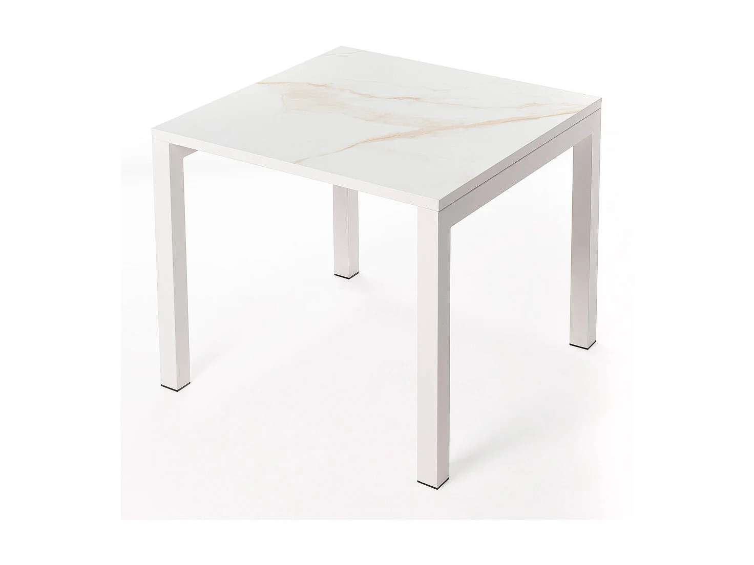 Table ceramique Luxury Gold 75x75x75cm Blanc, adaptée pour intérieur et exteriéur, surface porcelanique et structure en acier SmarTile