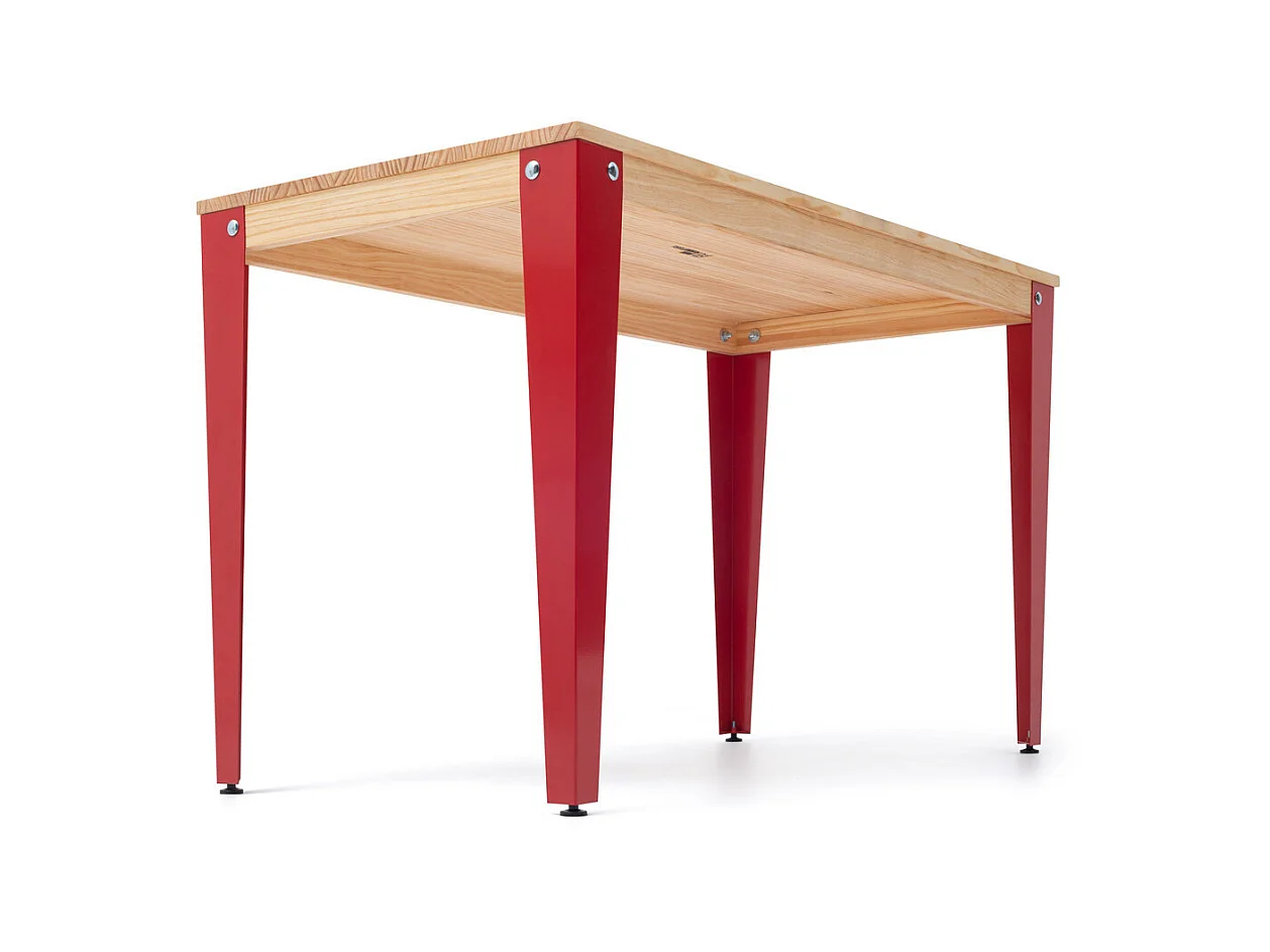 Table Salle a Manger Lunds  90x160x75cm  Rouge-Naturel. Box Furniture