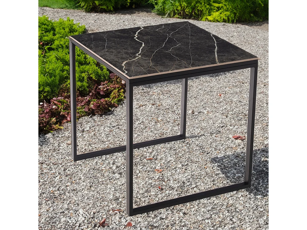 Table ceramique Smart Black Matt 75x75x75cm Noir, adaptée pour intérieur et exteriéur, surface porcelanique et structure en acier SmarTile