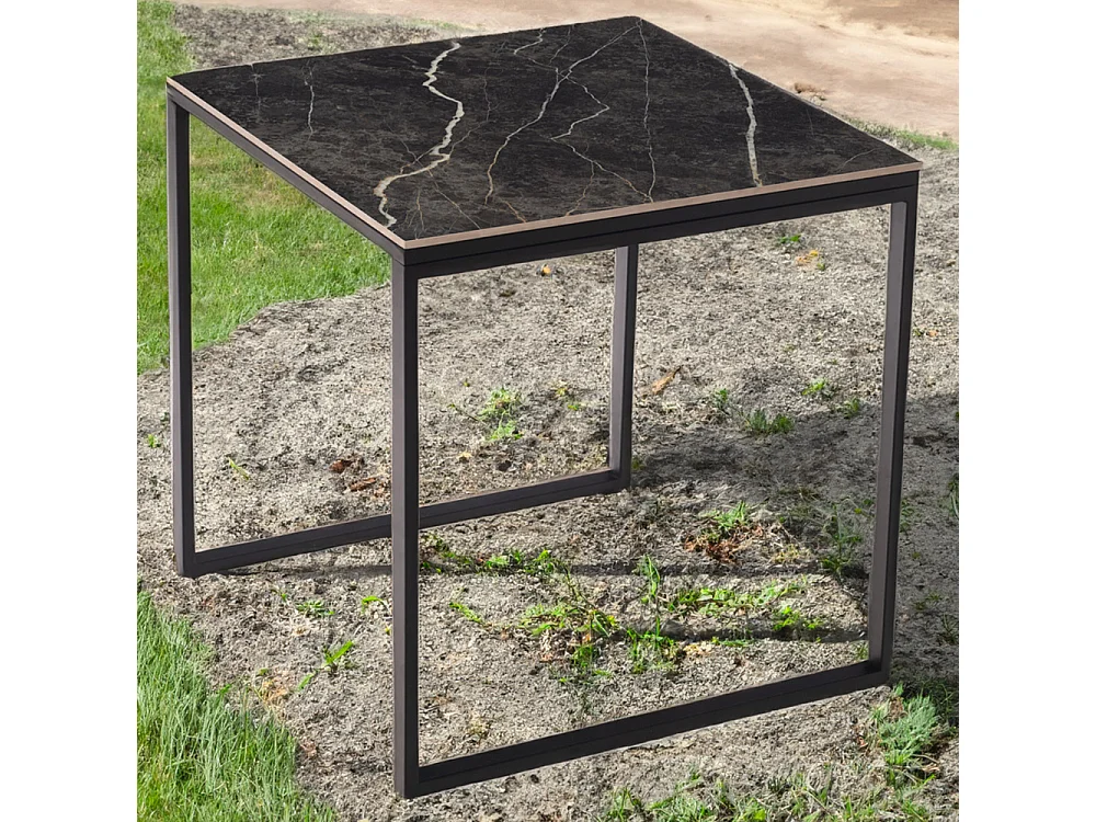 Table ceramique Smart Black Matt 75x75x75cm Noir, adaptée pour intérieur et exteriéur, surface porcelanique et structure en acier SmarTile