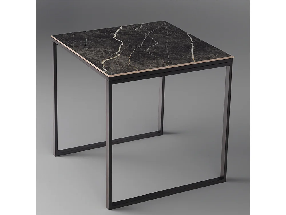 Table ceramique Smart Black Matt 75x75x75cm Noir, adaptée pour intérieur et exteriéur, surface porcelanique et structure en acier SmarTile