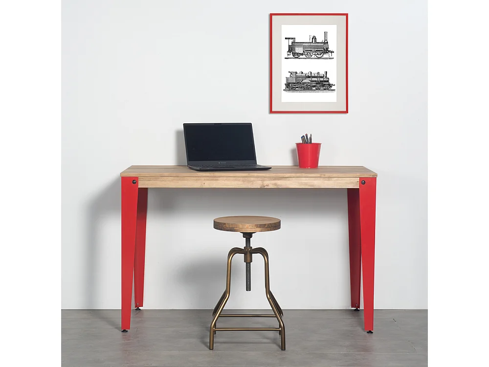 Table Salle a Manger Lunds  120x80x75cm  Rouge-Vieilli Box Furniture