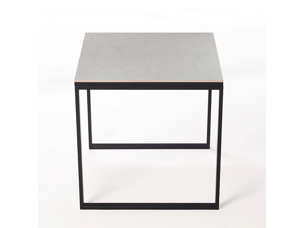 Mesa ceramica Smart White Almond 90x90x75cm Preta, apropriada para interior e exterior, superficie porcelanica e estrutura em aço SmarTile