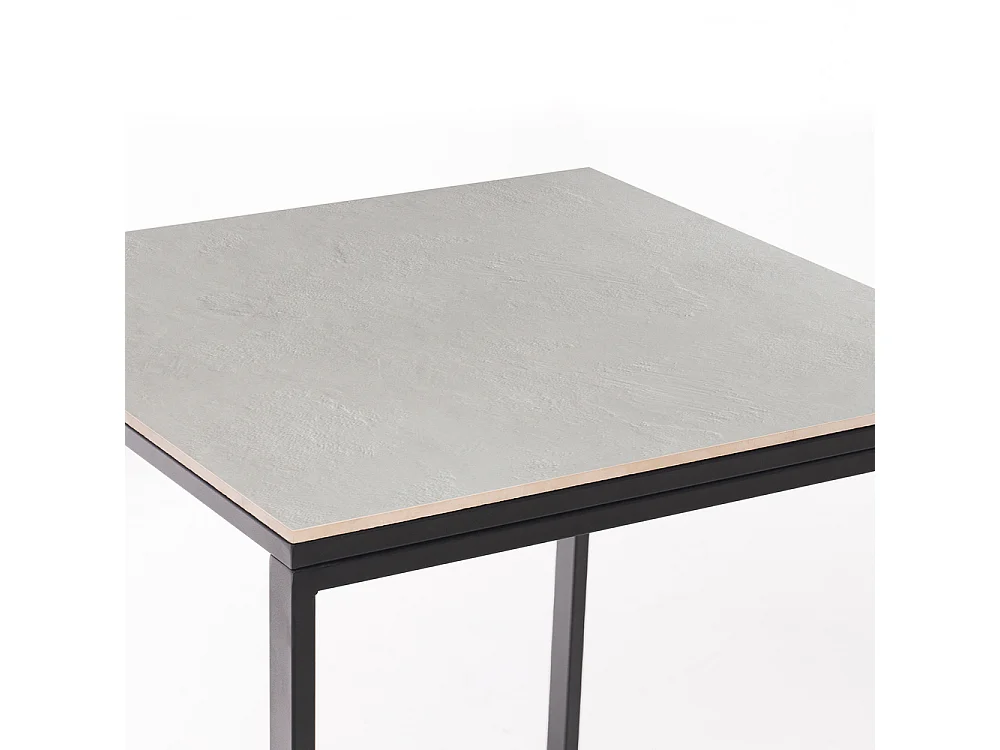 Mesa ceramica Smart White Almond 90x90x75cm Preta, apropriada para interior e exterior, superficie porcelanica e estrutura em aço SmarTile