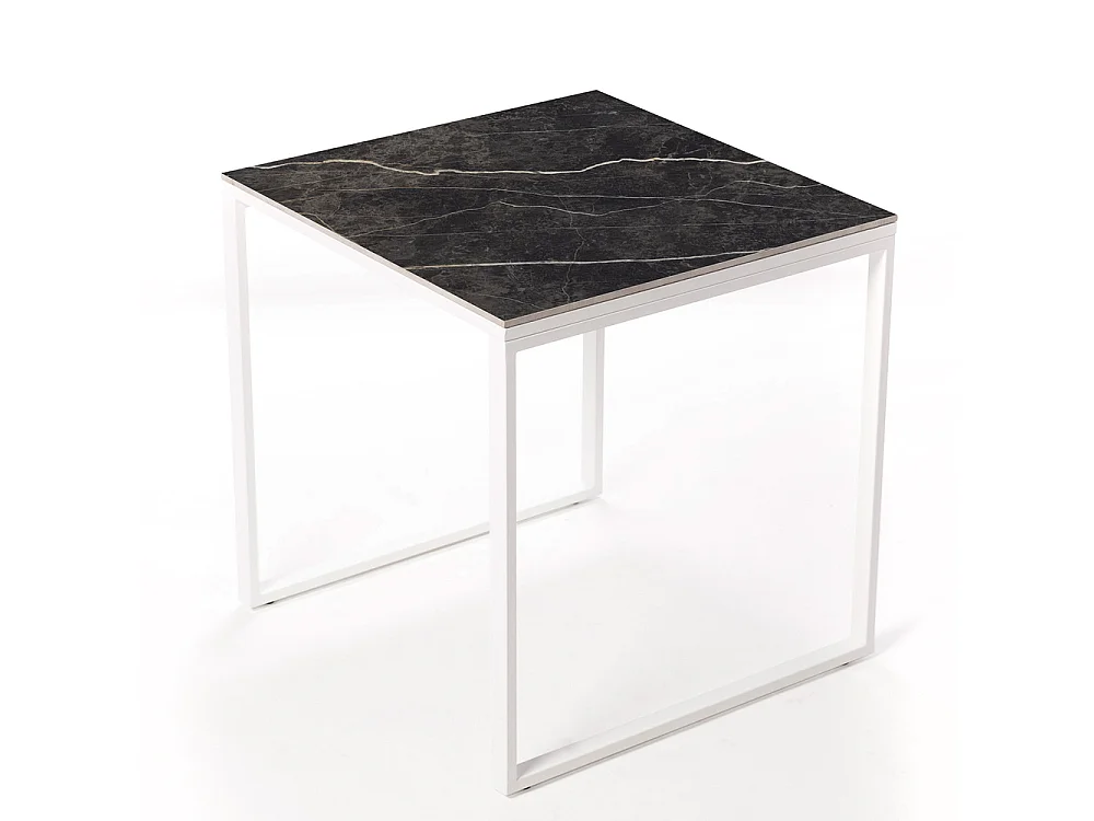 Mesa Cerámica Smart Black Matt 90x90x75cm Blanca, apta para interior y exterior, superficie porcelánica y estructura de acero SmarTile