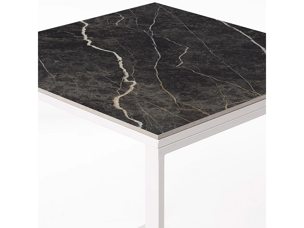 Mesa Cerámica Smart Black Matt 90x90x75cm Blanca, apta para interior y exterior, superficie porcelánica y estructura de acero SmarTile
