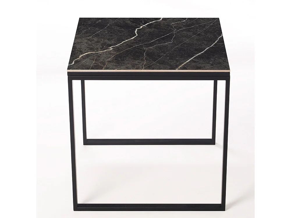 Mesa ceramica Smart Black Matt 90x90x75cm Preta, apropriada para interior e exterior, superficie porcelanica e estrutura em aço SmarTile