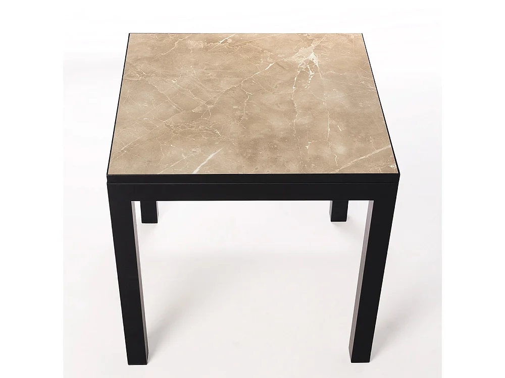 Table ceramique Luxury Noce 75x75x75cm Noir, adaptée pour intérieur et exteriéur, surface porcelanique et structure en acier SmarTile