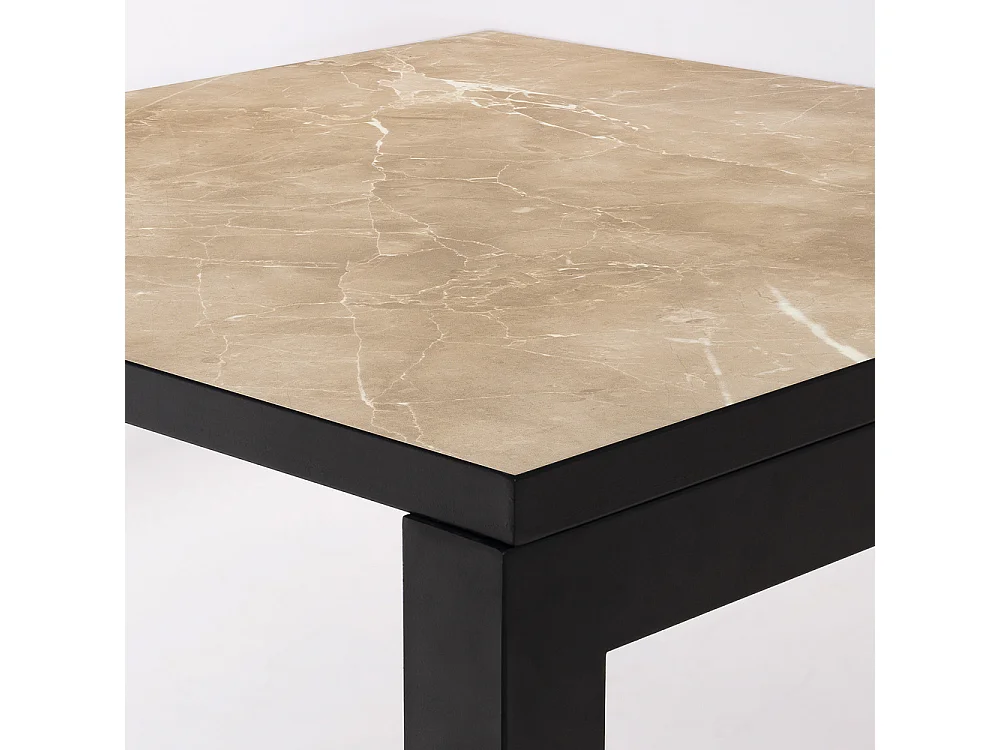 Table ceramique Luxury Noce 75x75x75cm Noir, adaptée pour intérieur et exteriéur, surface porcelanique et structure en acier SmarTile
