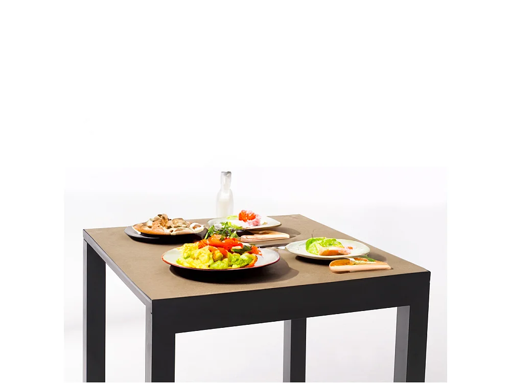 Table ceramique Luxury Noce 75x75x75cm Noir, adaptée pour intérieur et exteriéur, surface porcelanique et structure en acier SmarTile