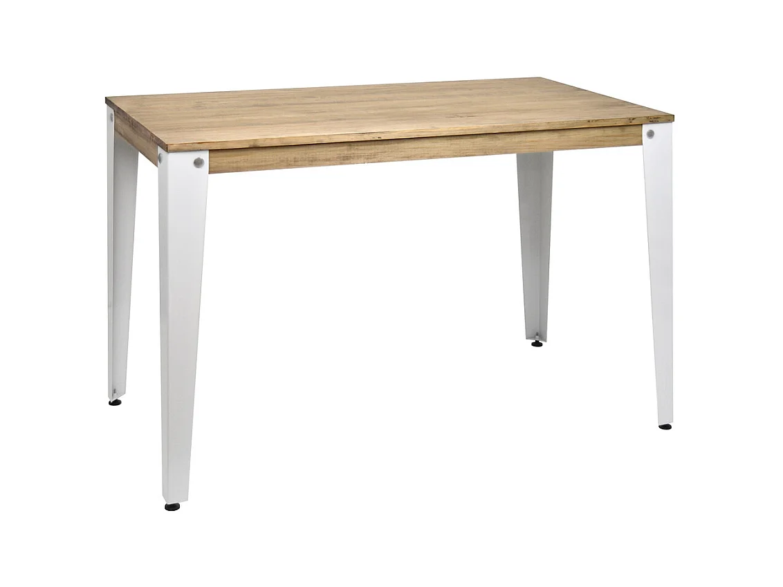 Mesa Lunds 160x90x75cm Blanca en madera maciza de pino acabado vintage estilo industrial Box Furniture