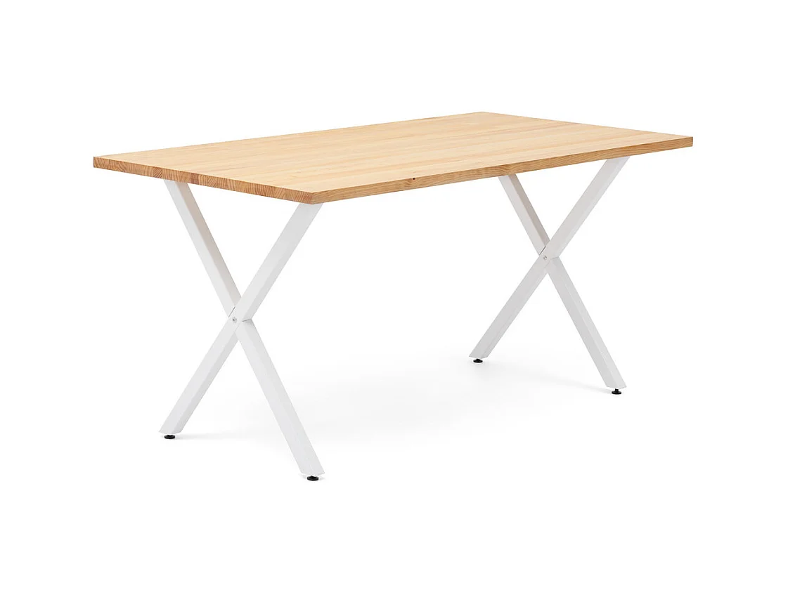Table Salle a Manger Pied X ECO 140x80cm Blanc-Bois Naturel