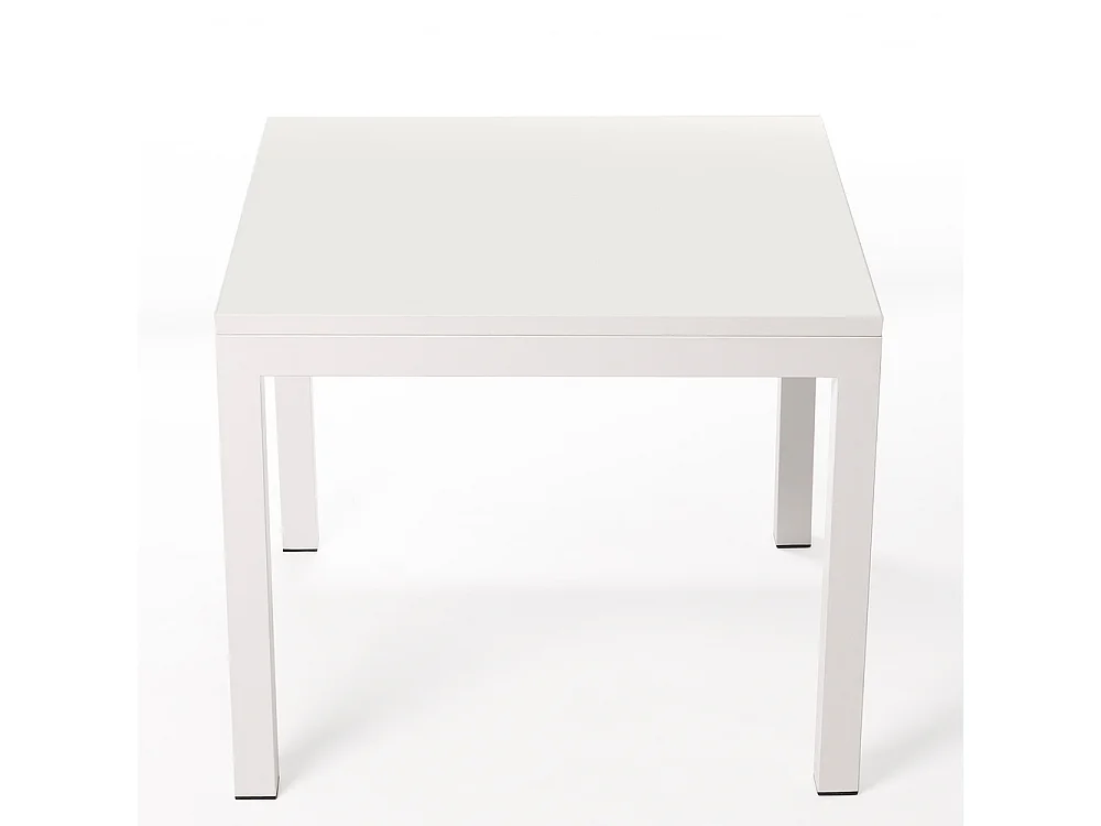 Table ceramique Luxury White Frost 75x75x75cm Blanc, adaptée pour intérieur et exteriéur, surface porcelanique et structure en acier SmarTile