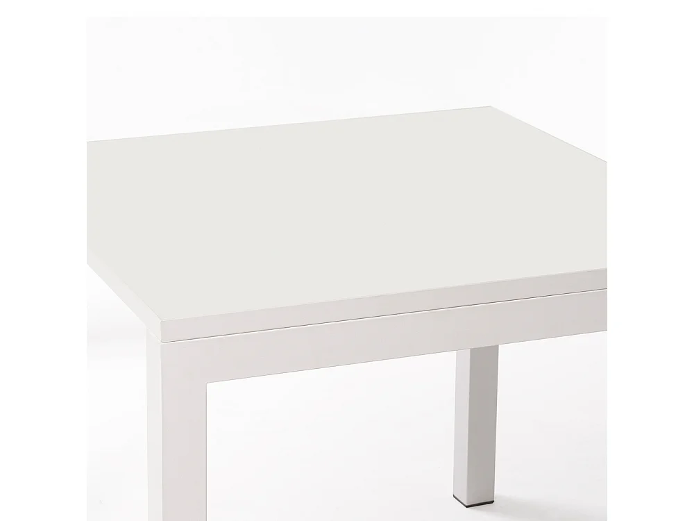 Table ceramique Luxury White Frost 75x75x75cm Blanc, adaptée pour intérieur et exteriéur, surface porcelanique et structure en acier SmarTile