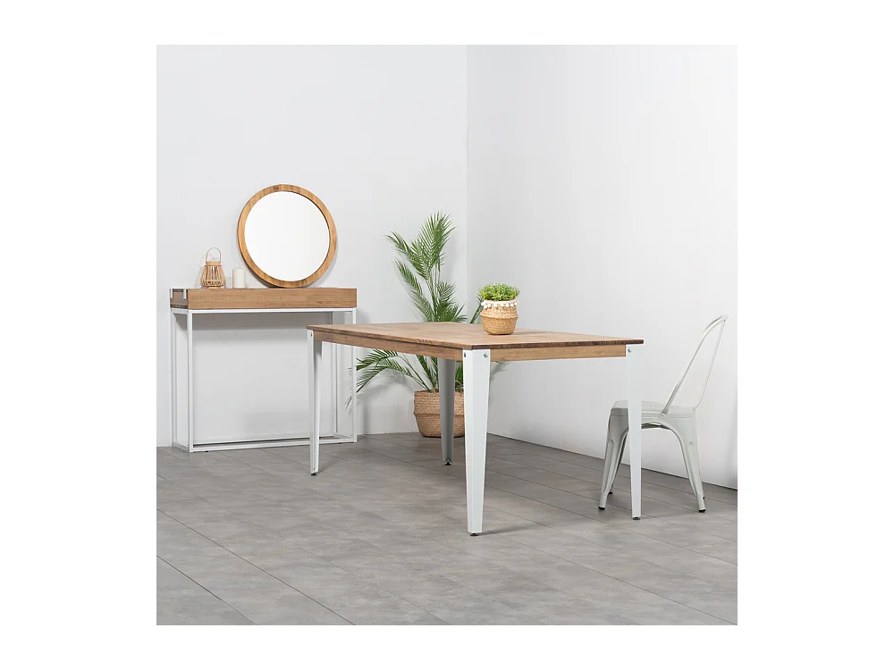 Table Salle a Manger Lunds  160x80x75cm  Blanc-Vieilli Box Furniture