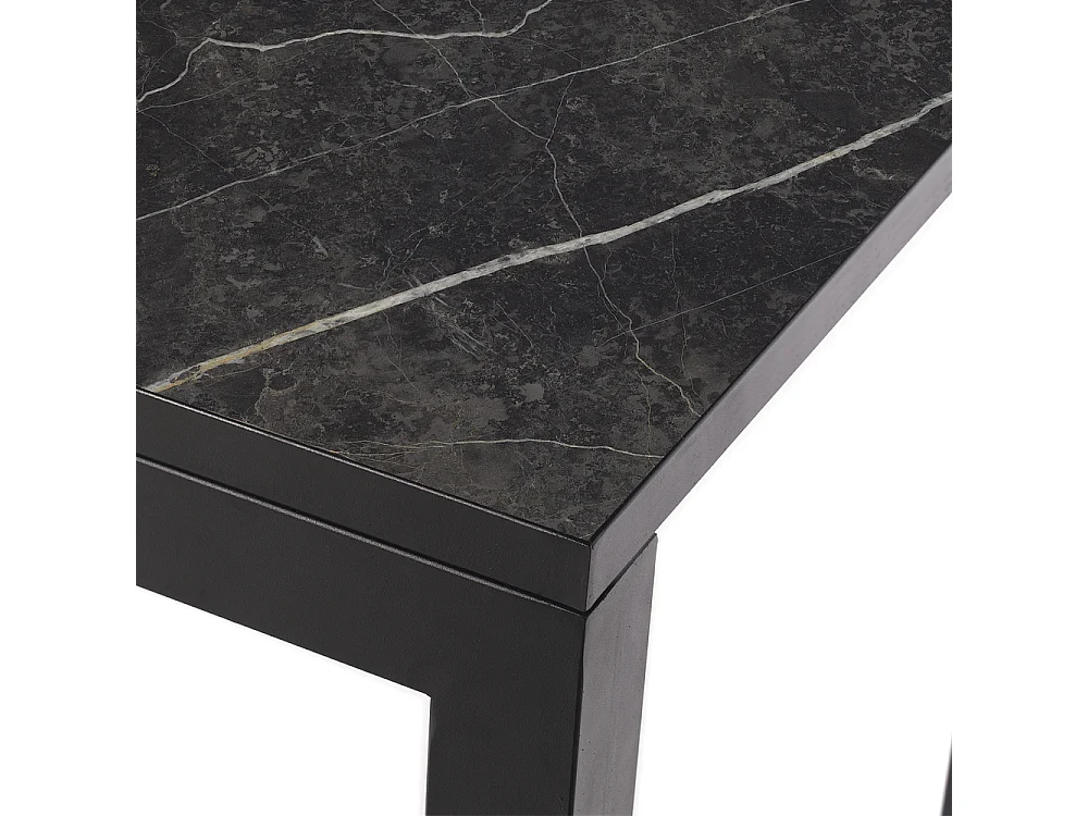 Table ceramique Luxury Black Matt 75x75x75cm Noir, adaptée pour intérieur et exteriéur, surface porcelanique et structure en acier SmarTile