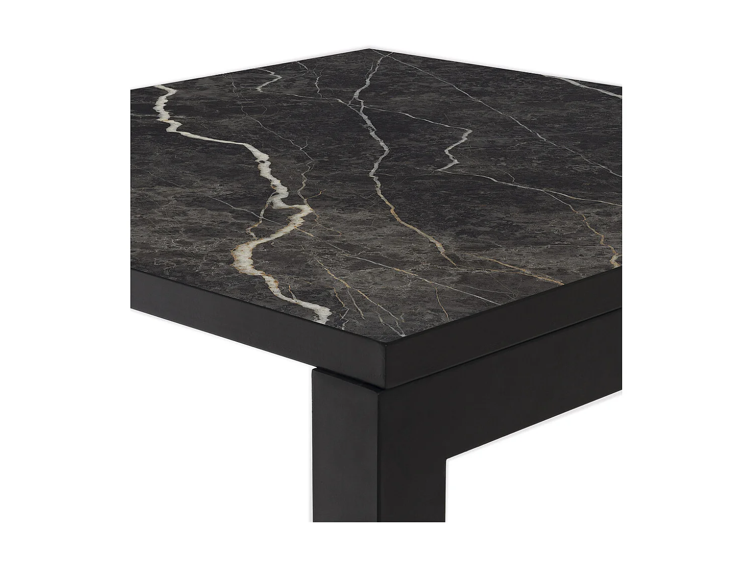 Table ceramique Luxury Black Matt 75x75x75cm Noir, adaptée pour intérieur et exteriéur, surface porcelanique et structure en acier SmarTile
