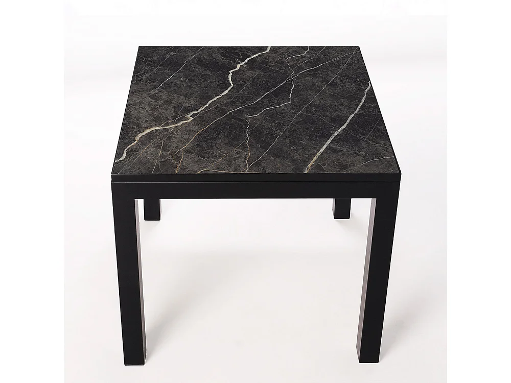 Table ceramique Luxury Black Matt 75x75x75cm Noir, adaptée pour intérieur et exteriéur, surface porcelanique et structure en acier SmarTile