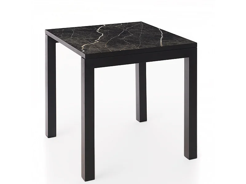 Table ceramique Luxury Black Matt 75x75x75cm Noir, adaptée pour intérieur et exteriéur, surface porcelanique et structure en acier SmarTile