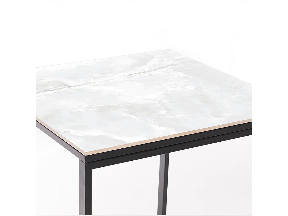 Table ceramique Smart Calacata 75x75x75cm Noir, adaptée pour intérieur et exteriéur, surface porcelanique et structure en acier SmarTile