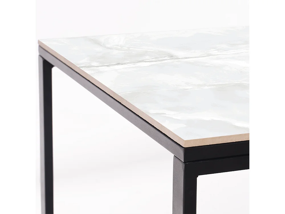 Table ceramique Smart Calacata 75x75x75cm Noir, adaptée pour intérieur et exteriéur, surface porcelanique et structure en acier SmarTile