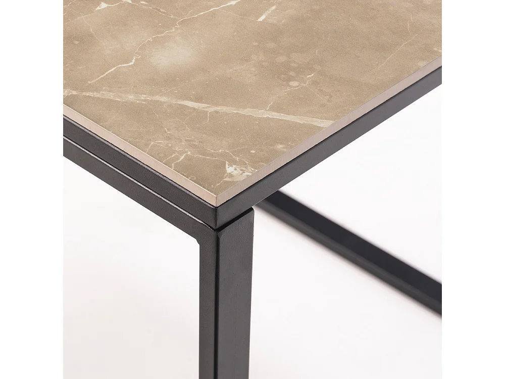 Table ceramique Smart Noce 75x75x75cm Noir, adaptée pour intérieur et exteriéur, surface porcelanique et structure en acier SmarTile