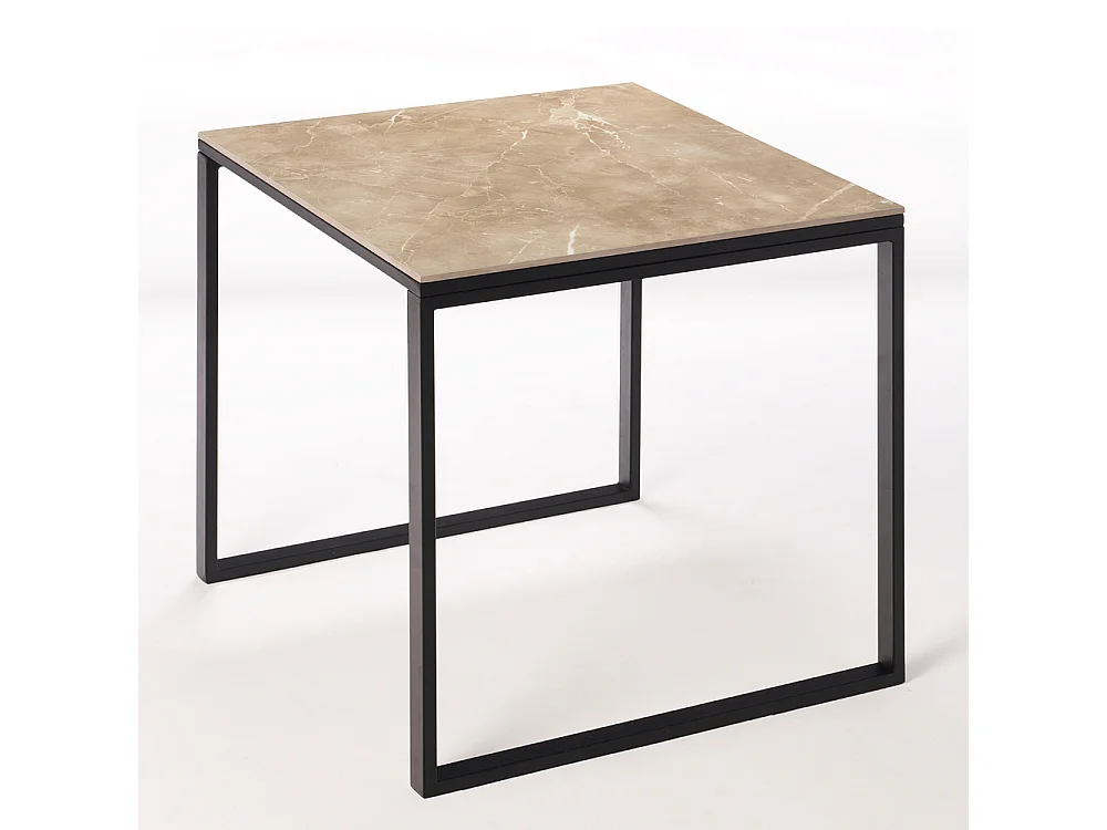 Table ceramique Smart Noce 75x75x75cm Noir, adaptée pour intérieur et exteriéur, surface porcelanique et structure en acier SmarTile