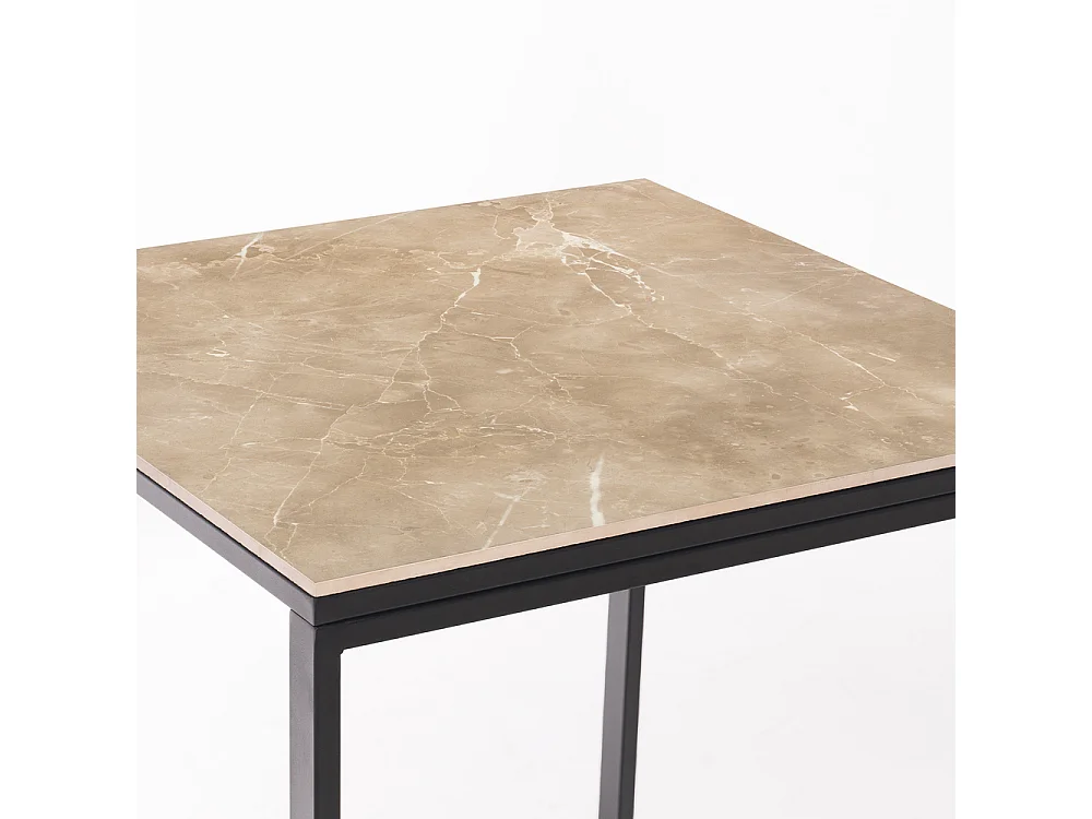 Table ceramique Smart Noce 75x75x75cm Noir, adaptée pour intérieur et exteriéur, surface porcelanique et structure en acier SmarTile