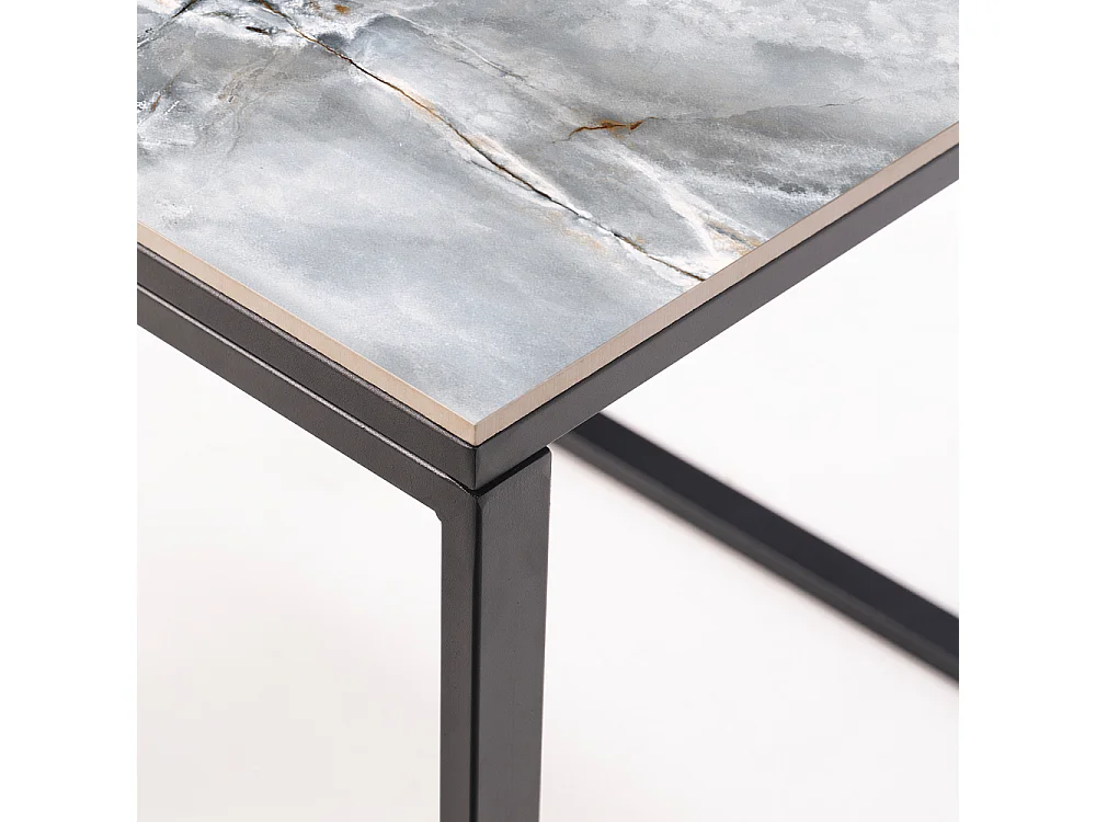 Table ceramique Smart Smerato 75x75x75cm Noir, adaptée pour intérieur et exteriéur, surface porcelanique et structure en acier SmarTile
