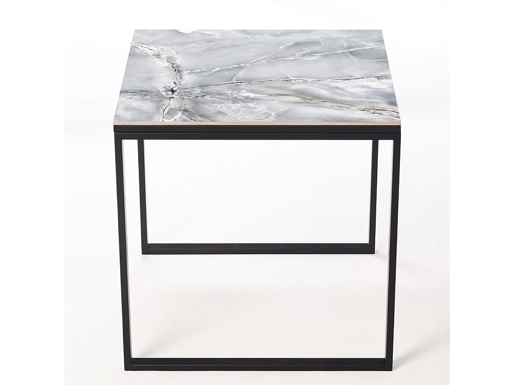 Table ceramique Smart Smerato 75x75x75cm Noir, adaptée pour intérieur et exteriéur, surface porcelanique et structure en acier SmarTile