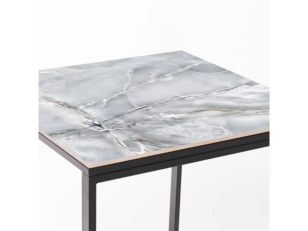 Table ceramique Smart Smerato 75x75x75cm Noir, adaptée pour intérieur et exteriéur, surface porcelanique et structure en acier SmarTile