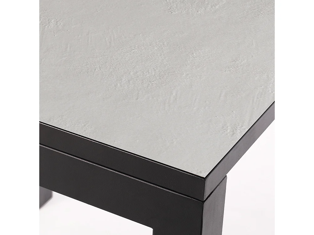 Table ceramique Luxury White Almond 75x75x75cm Noir, adaptée pour intérieur et exteriéur, surface porcelanique et structure en acier SmarTile