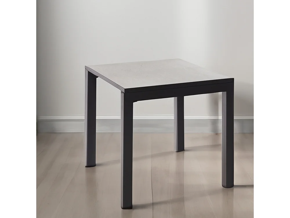 Table ceramique Luxury White Almond 75x75x75cm Noir, adaptée pour intérieur et exteriéur, surface porcelanique et structure en acier SmarTile