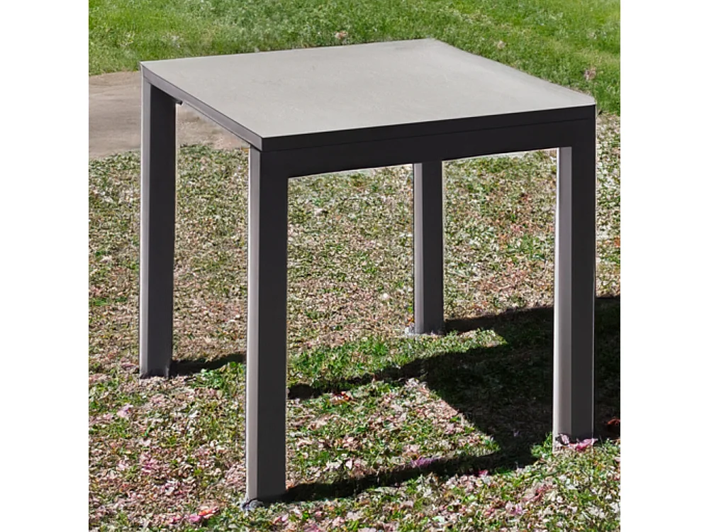 Table ceramique Luxury White Almond 75x75x75cm Noir, adaptée pour intérieur et exteriéur, surface porcelanique et structure en acier SmarTile