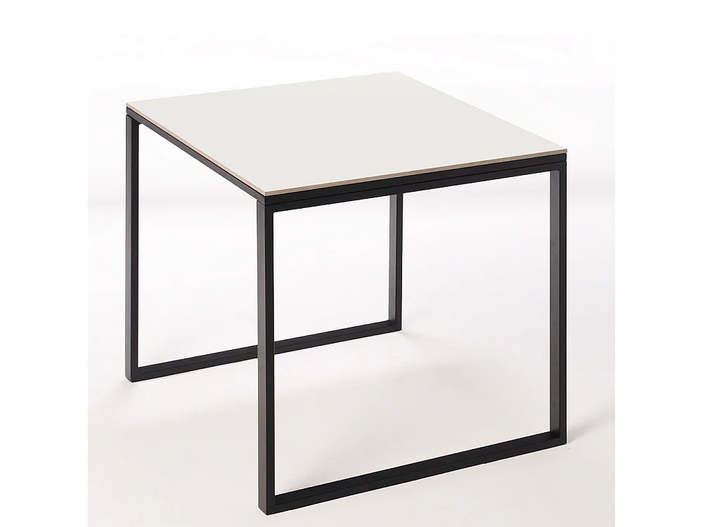 Table ceramique Smart White Frost 75x75x75cm Noir, adaptée pour intérieur et exteriéur, surface porcelanique et structure en acier SmarTile