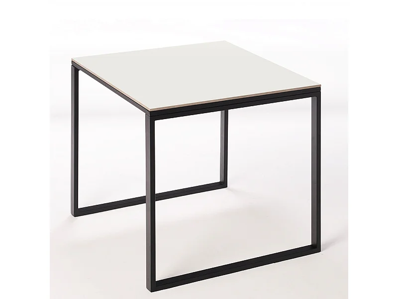 Table ceramique Smart White Frost 75x75x75cm Noir, adaptée pour intérieur et exteriéur, surface porcelanique et structure en acier SmarTile