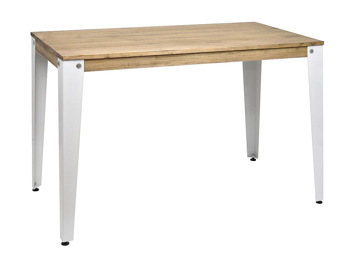 Table Salle à Manger  Lunds  110x70x75cm  Blanc-Vieilli  Box Furniture