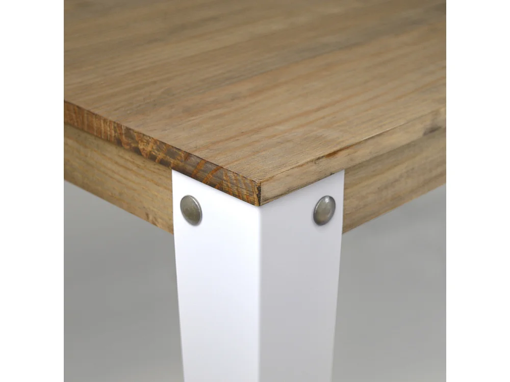 Table Salle à Manger  Lunds  110x70x75cm  Blanc-Vieilli  Box Furniture