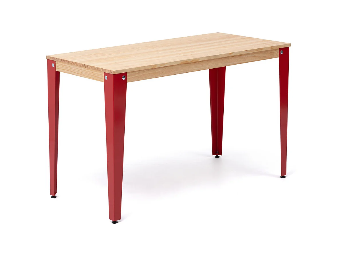 Table Salle a Manger Lunds  80x160x75cm  Rouge-Naturel. Box Furniture
