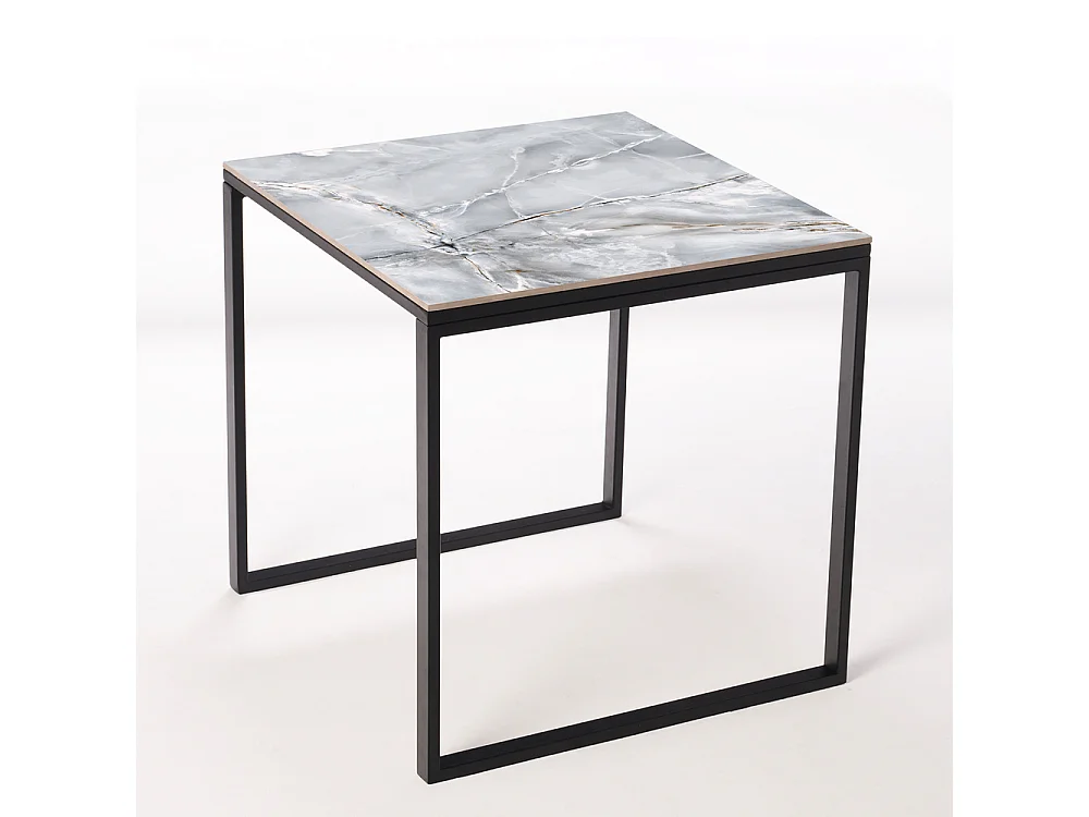 Mesa Cerámica Smart Smerato 90x90x75cm Negra, apta para interior y exterior, superficie porcelánica y estructura de acero SmarTile