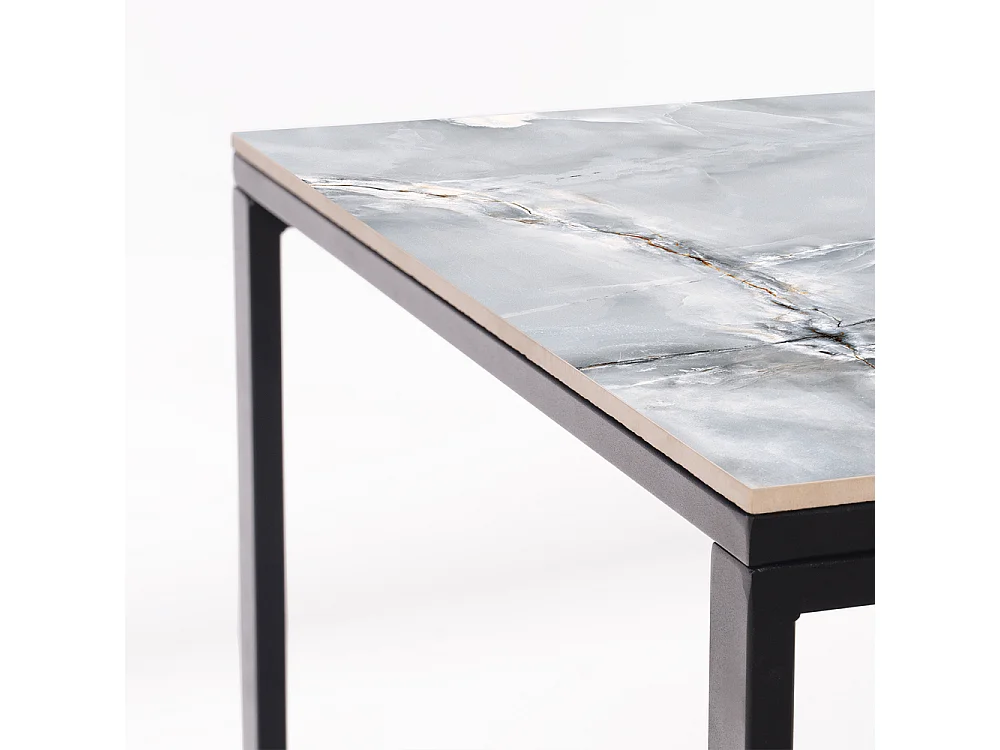 Mesa Cerámica Smart Smerato 90x90x75cm Negra, apta para interior y exterior, superficie porcelánica y estructura de acero SmarTile