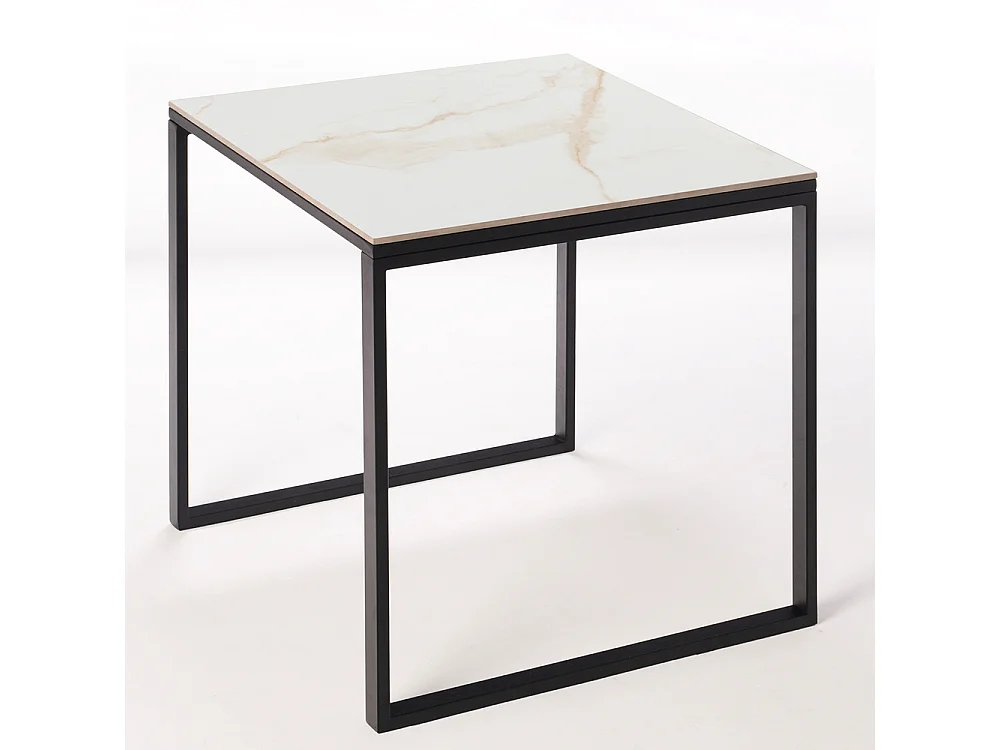Table ceramique Smart Gold 75x75x75cm Noir, adaptée pour intérieur et exteriéur, surface porcelanique et structure en acier SmarTile
