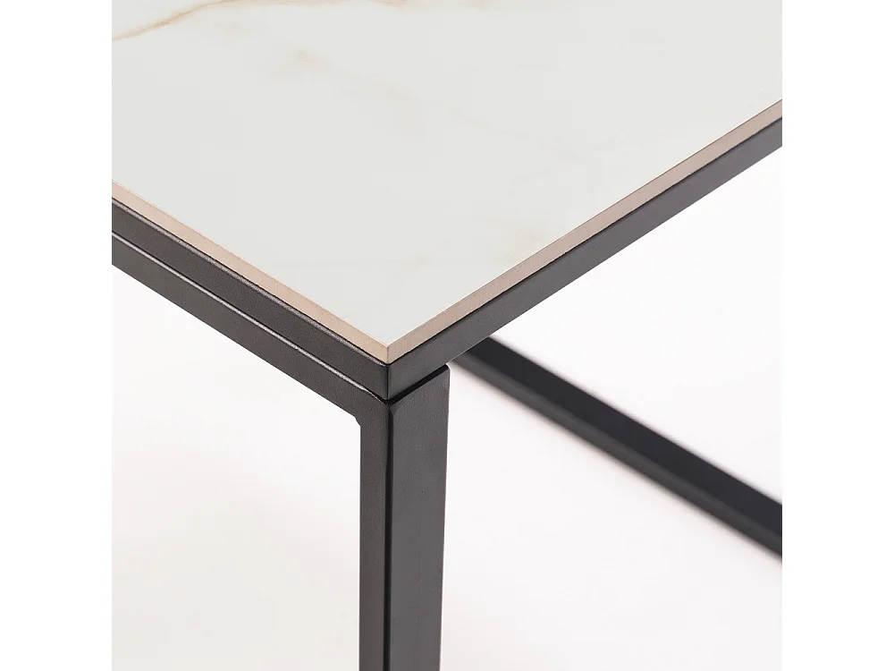Table ceramique Smart Gold 75x75x75cm Noir, adaptée pour intérieur et exteriéur, surface porcelanique et structure en acier SmarTile