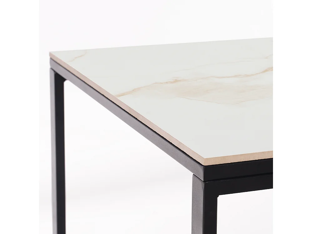 Table ceramique Smart Gold 75x75x75cm Noir, adaptée pour intérieur et exteriéur, surface porcelanique et structure en acier SmarTile