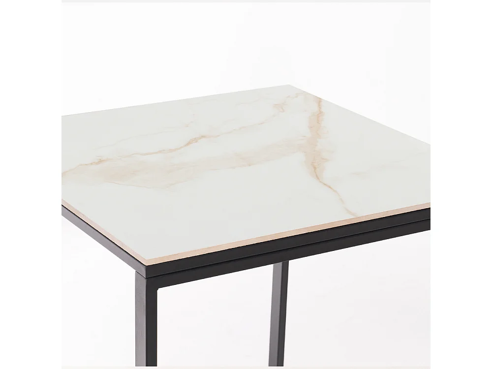 Table ceramique Smart Gold 75x75x75cm Noir, adaptée pour intérieur et exteriéur, surface porcelanique et structure en acier SmarTile